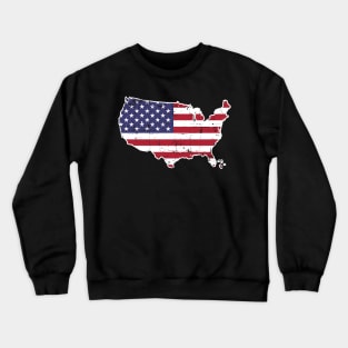 Flag Merica 4th of July Shirt Patriotic Map of America Crewneck Sweatshirt